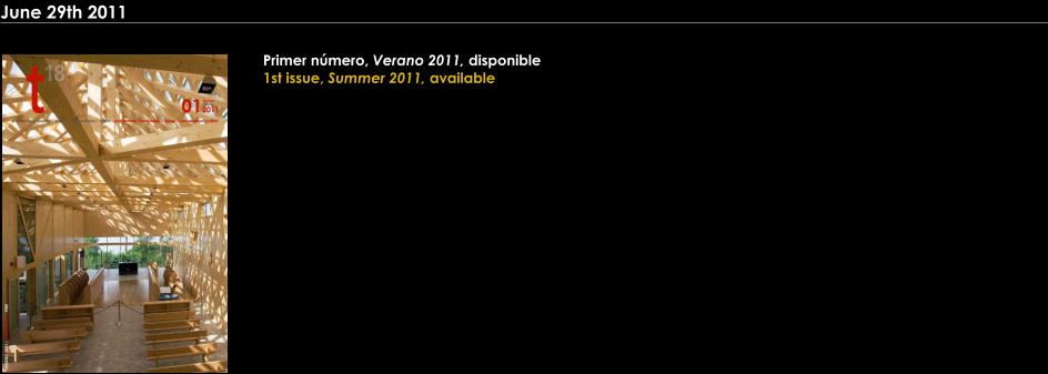 Primer nmero, Verano 2011, disponible 1st issue, Summer 2011, available June 29th 2011
